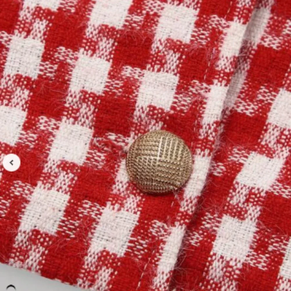 ๐5/$25๐ SHEIN MOD HOUNDSTOOTH CONTRAST COLLAR JACKET & SPLIT HEM SKIRT Suit - Picture 4 of 5